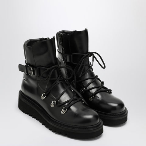 Ferragamo Ferragamo Black leather lace-up boot