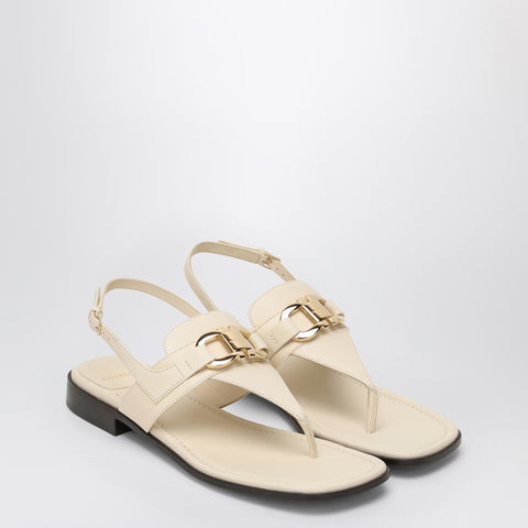 Ferragamo Ferragamo Ivory Gancini ornament thong sandal