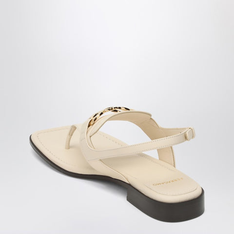 Ferragamo Ferragamo Ivory Gancini ornament thong sandal