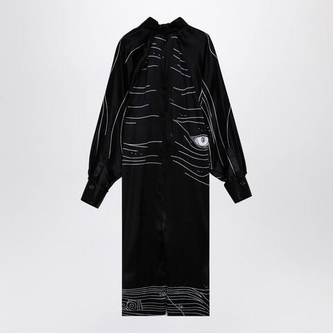 Ferragamo Ferragamo Black silk satin midi dress