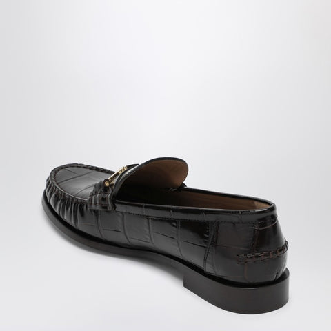 Ferragamo Ferragamo Dark Brown Moccasin new Vara chain