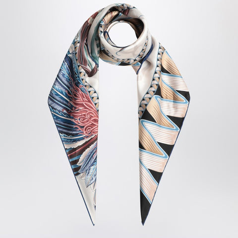 Ferragamo Ferragamo Ivory/blue silk scarf with Giada print