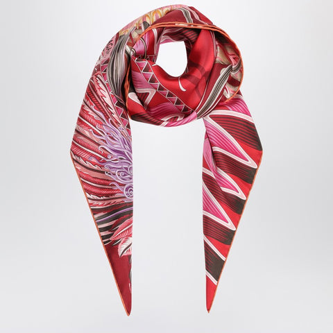 Ferragamo Ferragamo Red/Bordeaux silk scarf with Giada print