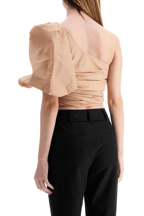 Pinko Pinko asymmetrical one-shoulder taffeta top in cameo pink