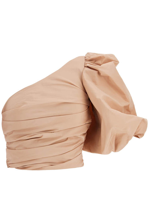 Pinko Pinko asymmetrical one-shoulder taffeta top in cameo pink