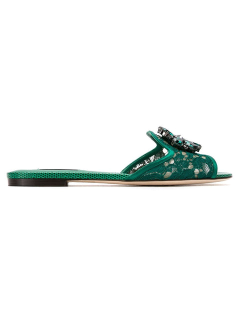 Dolce & Gabbana Dolce & Gabbana Slippers in lace with crystals