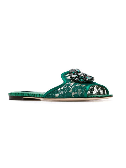 Dolce & Gabbana Dolce & Gabbana Slippers in lace with crystals