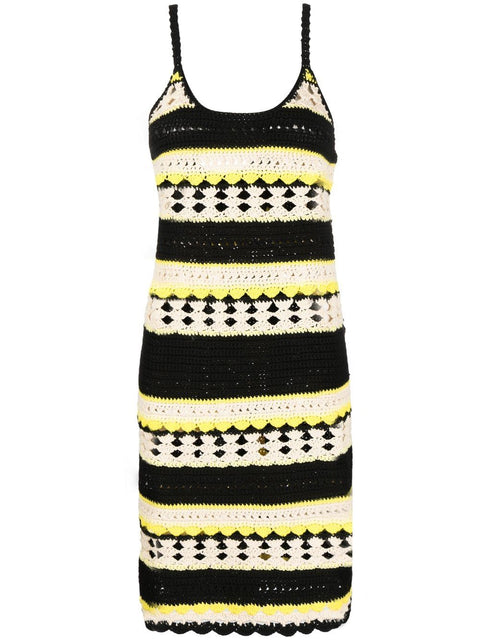 Ganni Ganni striped open-knit minidress