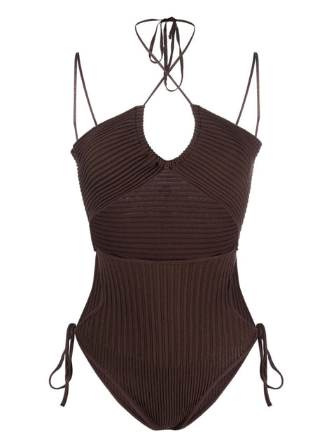 Andrea Adamo Andrea Adamo halterneck-fastening ribbed-knit bodysuit