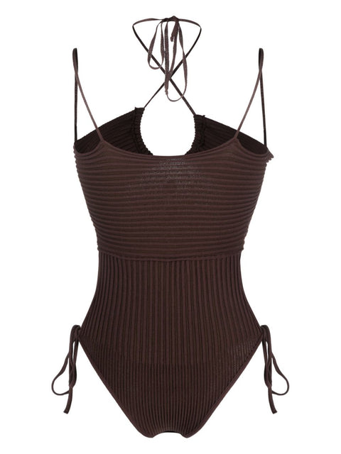 Andrea Adamo Andrea Adamo halterneck-fastening ribbed-knit bodysuit