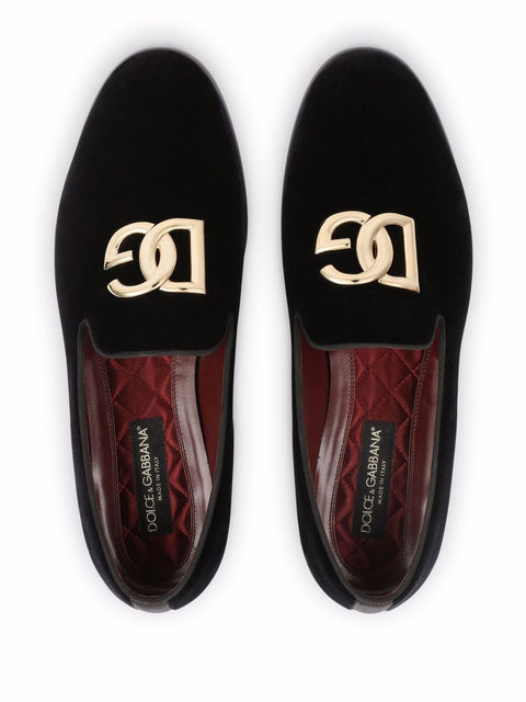 Dolce & Gabbana Dolce & Gabbana DG logo velvet slippers