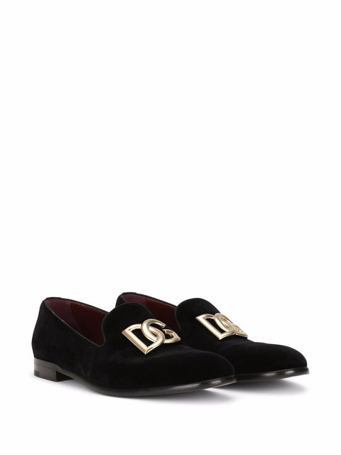 Dolce & Gabbana Dolce & Gabbana DG logo velvet slippers