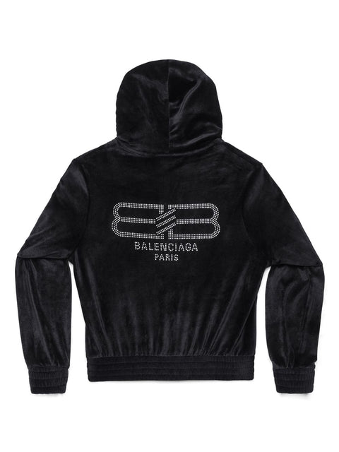 Balenciaga Balenciaga Crystal embellished velvet zip-up hoodie