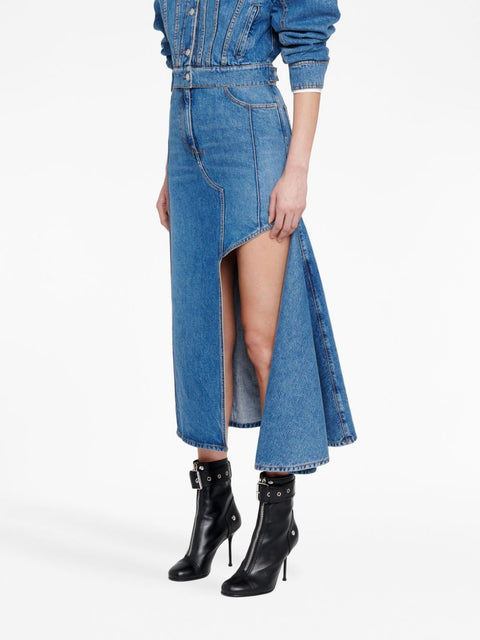 Alexander Mcqueen Alexander McQueen denim midi skirt