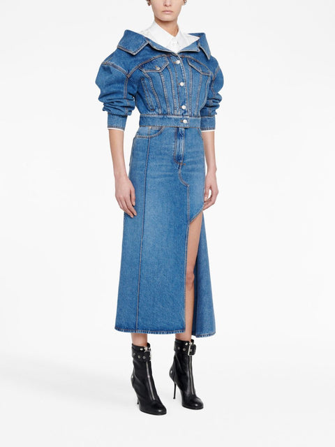 Alexander Mcqueen Alexander McQueen denim midi skirt
