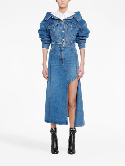 Alexander Mcqueen Alexander McQueen denim midi skirt