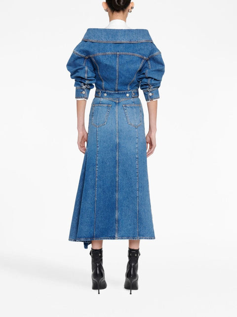 Alexander Mcqueen Alexander McQueen denim midi skirt