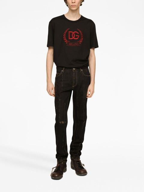 Dolce & Gabbana Dolce & Gabbana Cotton T-shirt with DG Milano logo embroidery