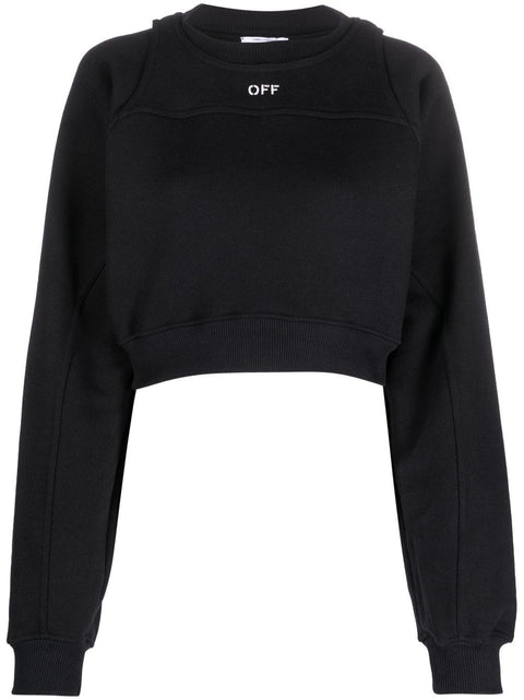Off White Off White Printed Crop Sweatshirt