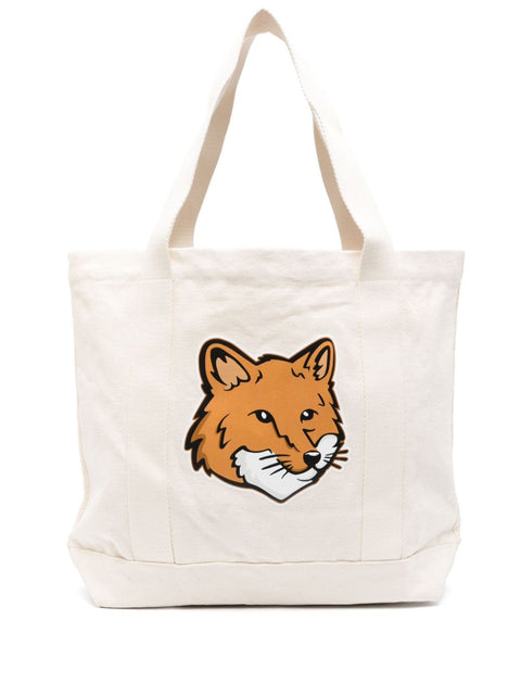 Maison Kitsune Maison Kitsune fox head-print cotton tote