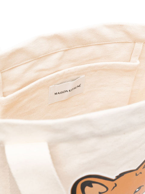 Maison Kitsune Maison Kitsune fox head-print cotton tote
