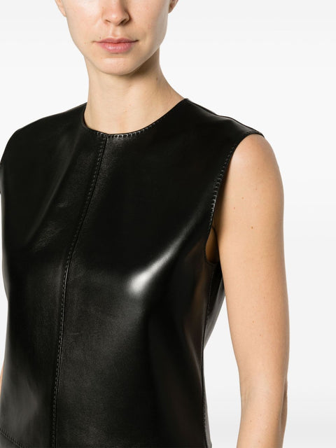 Saint Laurent Saint Laurent Sleeveless Leather Minidress