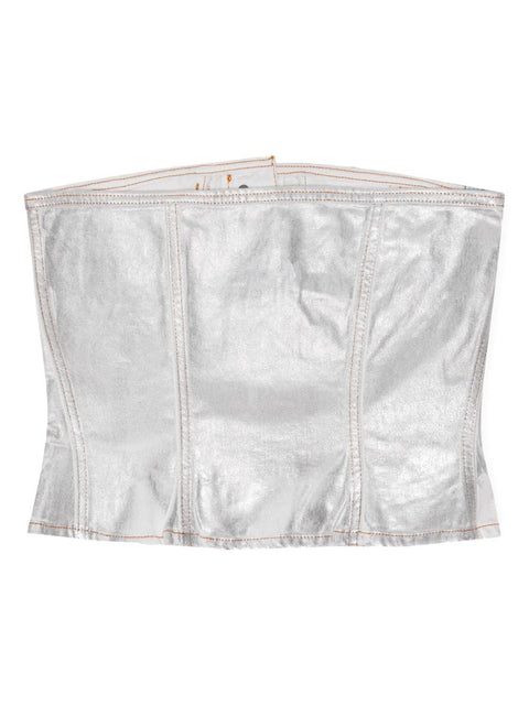 Ganni Ganni Silver Foil Denim Corsage