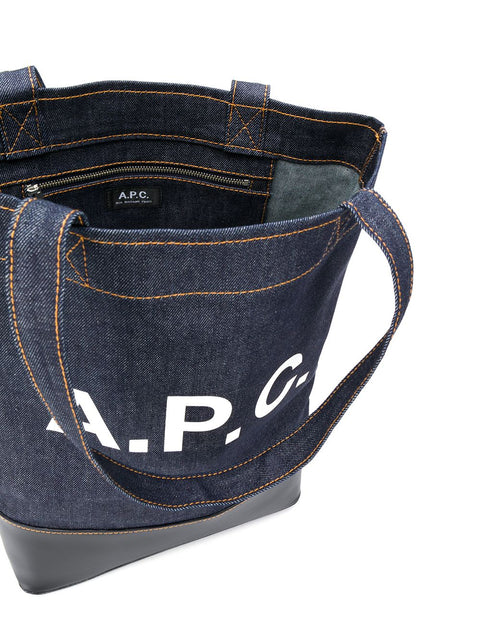 A.P.C. A.P.C. logo print denim tote