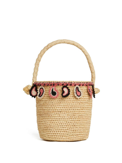 Alanui Alanui paisley-appliqué raffia basket bag