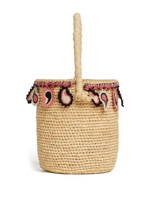 Alanui Alanui paisley-appliqué raffia basket bag