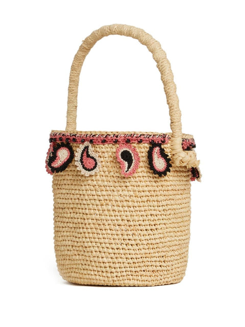 Alanui Alanui paisley-appliqué raffia basket bag