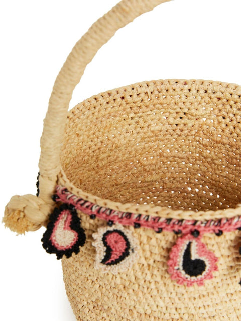 Alanui Alanui paisley-appliqué raffia basket bag