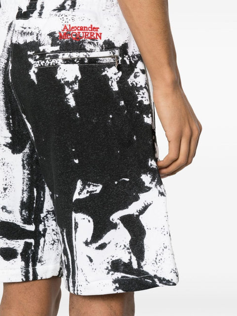 Alexander Mcqueen Alexander McQueen paint-splatter cotton shorts