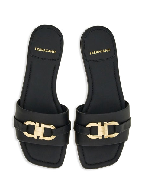 Ferragamo Ferragamo Gancini-plaque leather slides