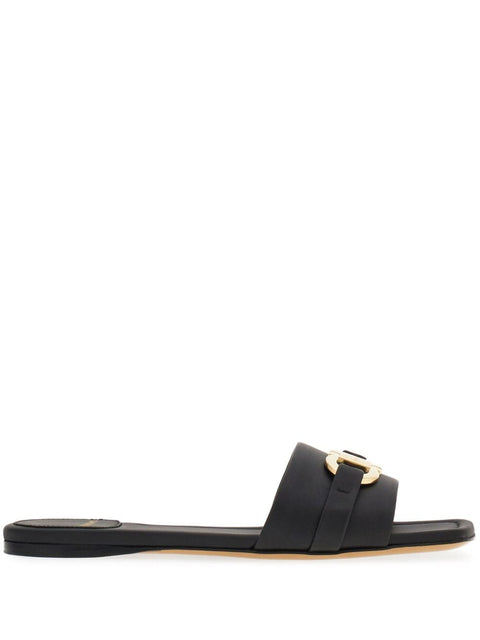 Ferragamo Ferragamo Gancini-plaque leather slides