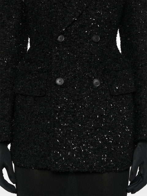 Balenciaga Balenciaga Hourglass tweed-texture padded-shoulder wool-blend blazer