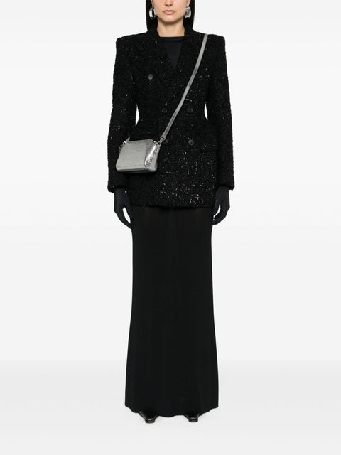Balenciaga Balenciaga Hourglass tweed-texture padded-shoulder wool-blend blazer