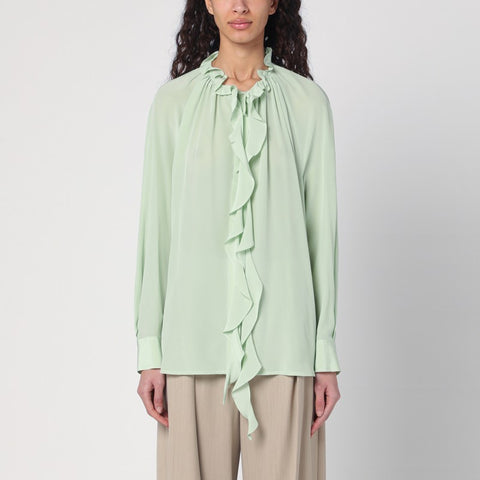 Victoria Beckham Victoria Beckham Light green shirt with ruffles