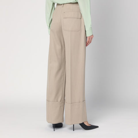 Victoria Beckham Victoria Beckham Wide mandarin colour pants in wool