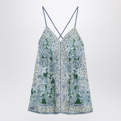 Zimmermann ZIMMERMANN Ottie Swing mini dress with green/blue linen print
