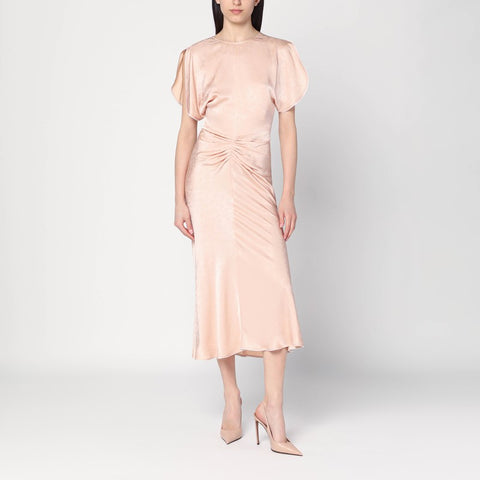Victoria Beckham Victoria Beckham Light pink damask dress with gathering