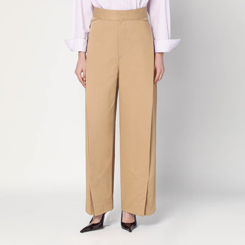 Victoria Beckham Victoria Beckham Wide beige trousers in cotton