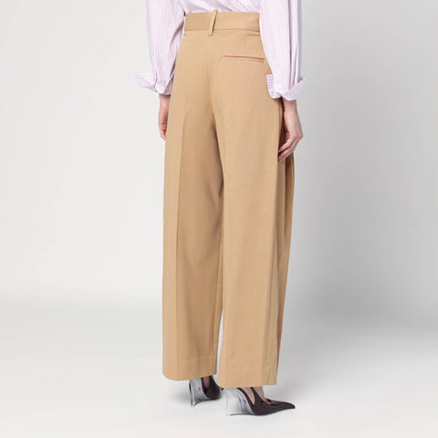 Victoria Beckham Victoria Beckham Wide beige trousers in cotton