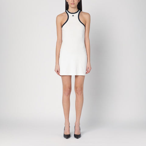 Courreges Courreges Courrèges White mini dress with navy blue trim