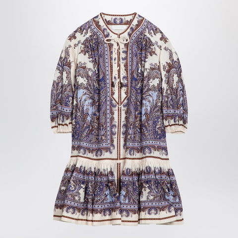 Zimmermann ZIMMERMANN Ottie Eyelet mini dress with Paisley purple linen print