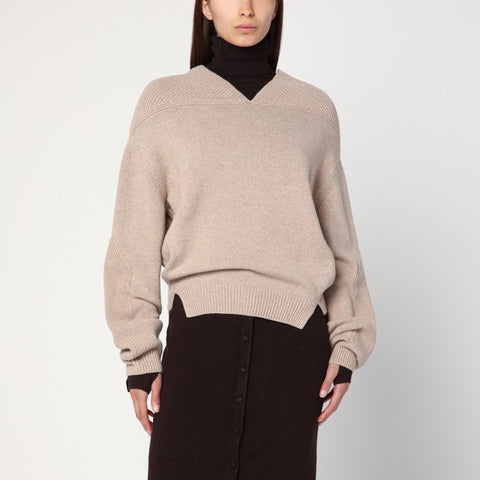 Victoria Beckham Victoria Beckham Sand-coloured sweater in wool and cashmere