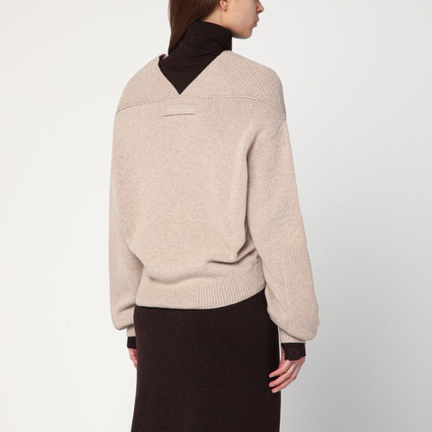 Victoria Beckham Victoria Beckham Sand-coloured sweater in wool and cashmere