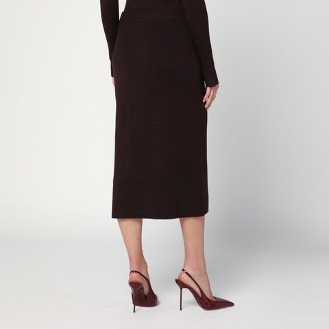 Victoria Beckham Victoria Beckham Brown midi skirt in wool blend