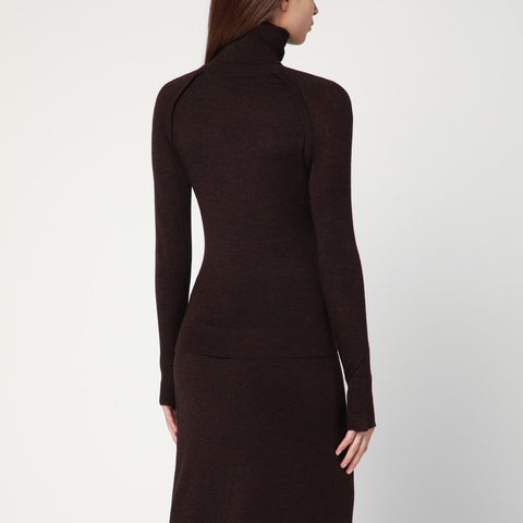 Victoria Beckham Victoria Beckham Brown turtleneck sweater in wool