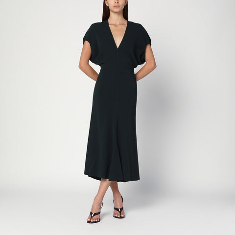 Victoria Beckham Victoria Beckham Dark green midi dress in satin